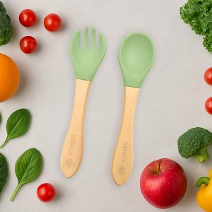 THÌA + DĨA ĂN DẶM KAMIDI SILICONE 6 thia1