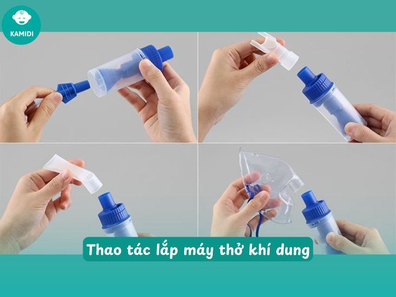 Hướng dẫn sử dụng máy thở khí dung đúng cách cho mẹ mới bắt đầu 4 Mẹ có thể dựa vào hướng dẫn sử dụng máy thở khí dung để lắp đúng mặt nạ và ống dẫn khí cho con