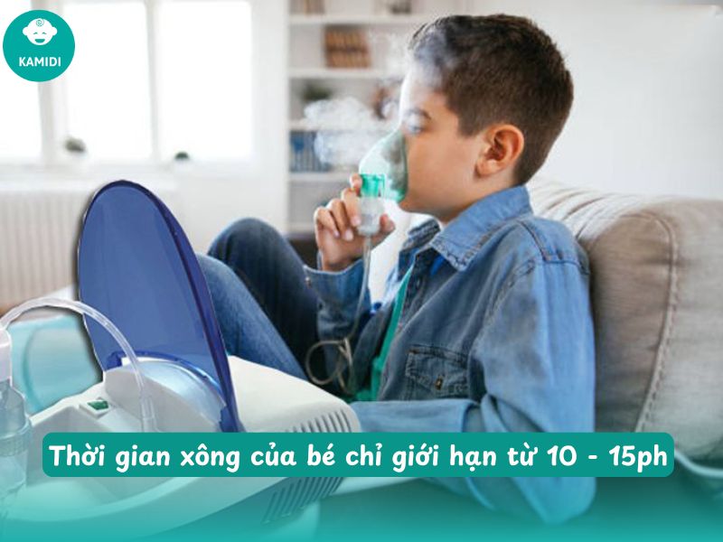 Hướng dẫn sử dụng máy thở khí dung đúng cách cho mẹ mới bắt đầu 5 Thời gian xông trung bình từ 10–15 phút, tuỳ theo lượng thuốc trong cốc