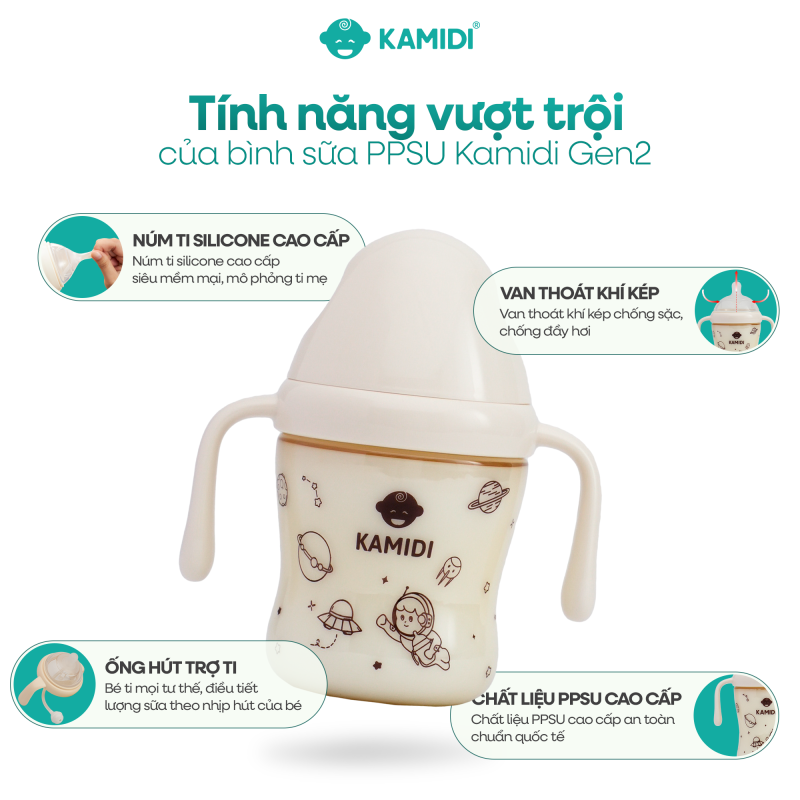 Bình sữa Galaxy Kamidi PPSU với nhiều tính năng vượt trội