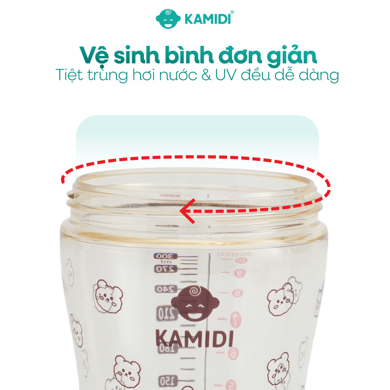 Thiết kế cổ rộng cũng giúp ba mẹ dễ dàng vệ sinh bình hơn