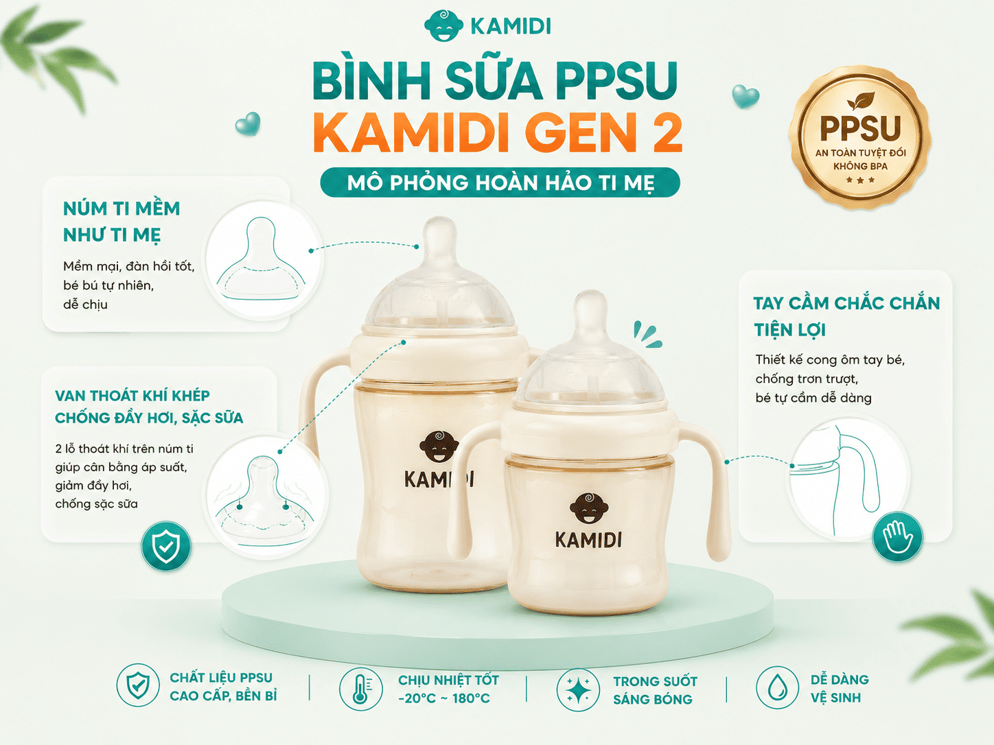 Bình sữa Kamidi PPSU Gen 2 22 binh-sua-nhua