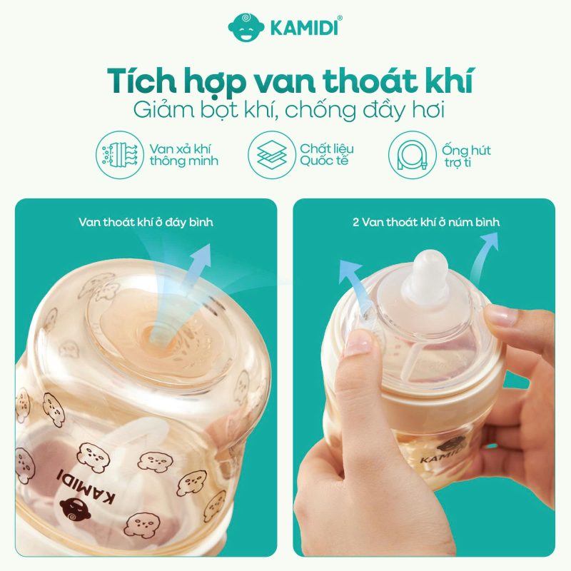Phiên bản nâng cấp Gen 2 của bình sữa “triệu bé mê” Kamidi – Dòng cải tiến mới có làm bé mê hơn? 4 van thoat khi binh so sinh