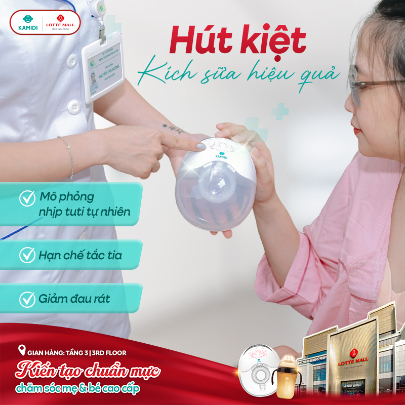 Công nghệ mô phỏng nhịp bú tự nhiên giúp Kamidi Smart hỗ trợ hút kiệt và kích sữa sâu hiệu quả hơn.