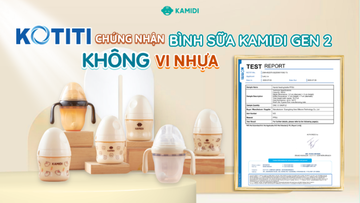 Chứng nhận KOTITI xác nhận dòng bình sữa gen 2 của Kamidi không chứa vi nhựa