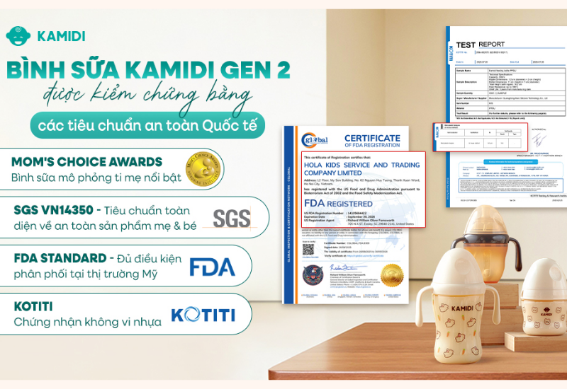 Bình sữa Kamidi không chỉ chú trọng vào chất liệu an toàn hay thiết kế mô phỏng ti mẹ, mà còn hướng đến những tiêu chuẩn khắt khe hơn như hạn chế vi nhựa, đảm bảo an toàn trong suốt quá trình sử dụng.