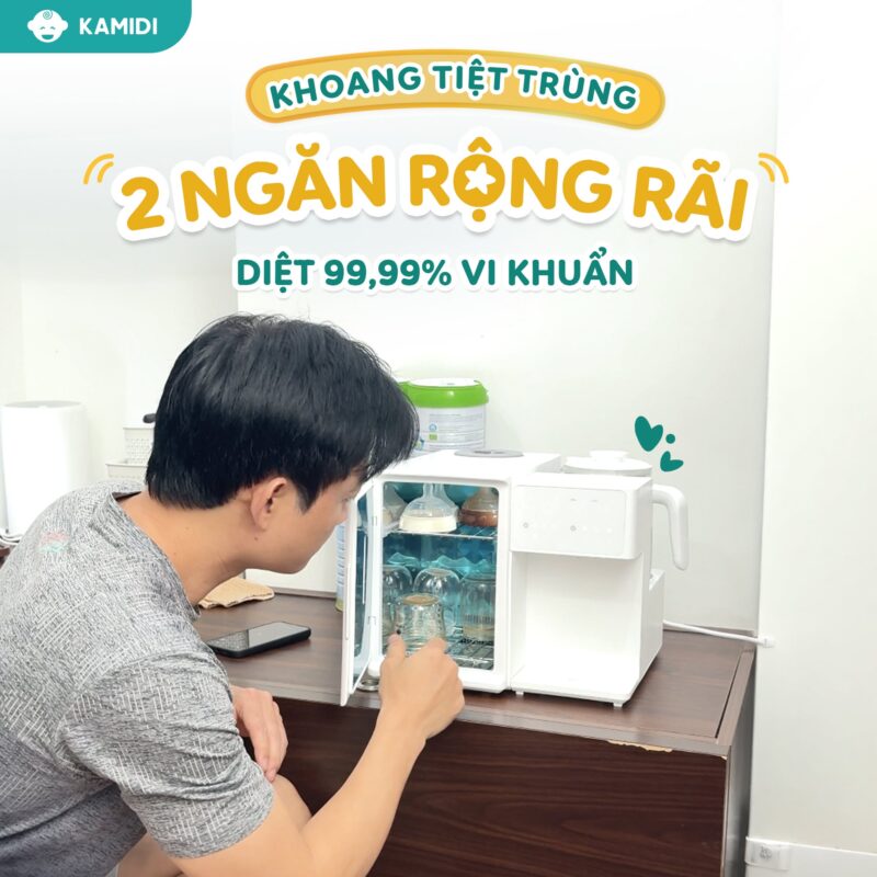 Khoang tiệt trùng rộng rãi với chức năng thông minh tiêu diệt 99% vi khuẩn