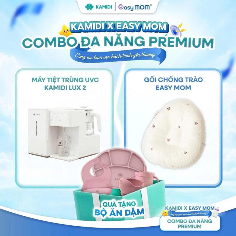KAMIDI x EASY MOM: Màn collab “chấn động” giới bỉm sữa - Nhân đôi tiện ích chăm mẹ & bé 5 Combo Kamidi Lux 2 x Gối Chống Trào Easy MOM – hai trợ thủ tiện nghi đồng hành cùng mẹ trong hành trình chăm sóc bé.
