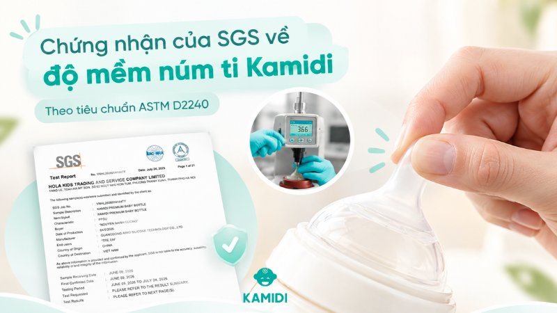 Tiêu chuẩn ASTM D2240 là gì? Có vai trò gì trong việc đánh giá chất lượng núm ti bình sữa? 3 Từ kiểm nghiệm quốc tế đến trải nghiệm thực tế, Kamidi hướng đến sự mềm mại và thoải mái trong từng cữ bú đầu đời của bé.