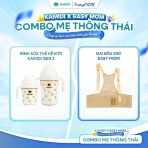 [COMBO MẸ THÔNG THÁI] Bình Sữa Thế Hệ Mới Kamidi Gen 2 x Đai Đỡ Bụng Bầu Easy Mom 2IN1